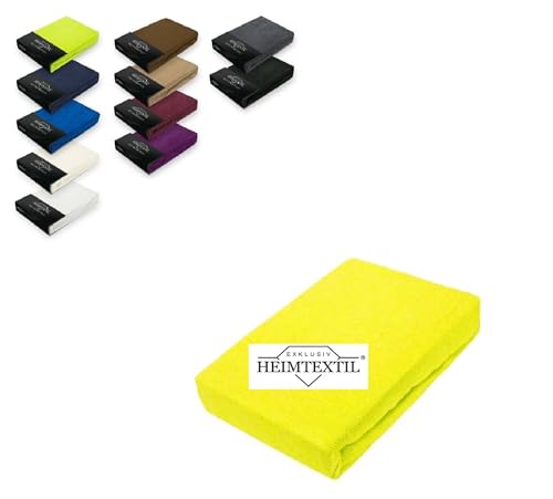 Exklusiv Heimtextil Frottee Spannbettlaken Marke 90-100 x 200 cm 80% Baumwolle, 20% Polyester Öko - Tex Zertifiziert, Markenqualität, Matratzenhöhe bis 25 cm, Gelb von EXKLUSIV HEIMTEXTIL