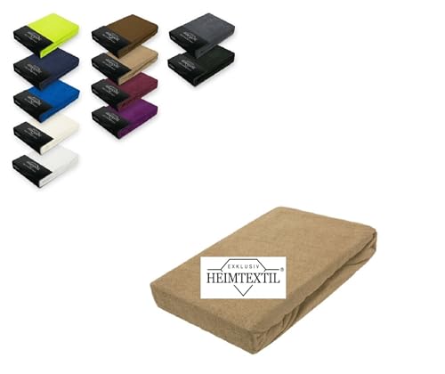 EXKLUSIV HEIMTEXTIL Frottee Spannbettlaken Marke 200 x 220 cm 80% Baumwolle, 20% Polyester Öko - Tex Zertifiziert, Markenqualität, Matratzenhöhe bis 35 cm, Sand von EXKLUSIV HEIMTEXTIL