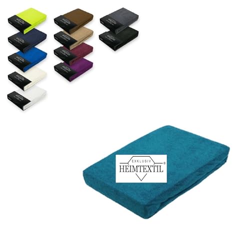 EXKLUSIV HEIMTEXTIL Frottee Spannbettlaken Marke 70 x 140 cm 80% Baumwolle, 20% Polyester Öko - Tex Zertifiziert, Markenqualität, Matratzenhöhe bis 10 cm, Petrol von EXKLUSIV HEIMTEXTIL