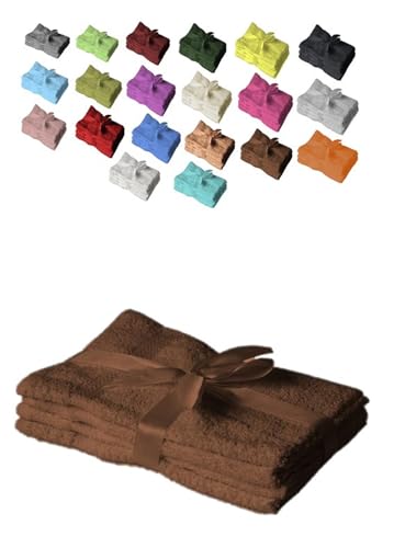 EXKLUSIV HEIMTEXTIL Gästehandtuch 4er Set 30 x 50 cm Schokobraun von EXKLUSIV HEIMTEXTIL