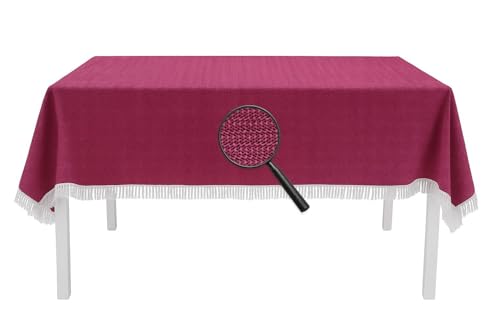 EXKLUSIV HEIMTEXTIL Gartentischdecke mit Fransen Tischdecke Classic Outdoor PVC Weichschaum rutschhemmend für Garten, Balkon, Terrasse 110x140 cm eckig Bordeaux von EXKLUSIV HEIMTEXTIL
