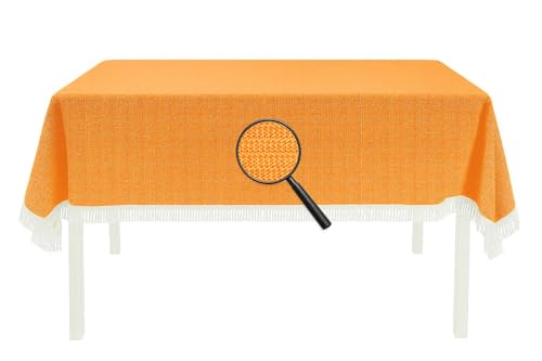 EXKLUSIV HEIMTEXTIL Gartentischdecke mit Fransen Tischdecke Classic Outdoor PVC Weichschaum rutschhemmend für Garten, Balkon, Terrasse 110x140 cm eckig orange von EXKLUSIV HEIMTEXTIL