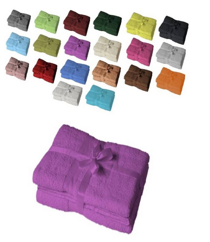 EXKLUSIV HEIMTEXTIL Handtuch Handtuch Spar Set Baumwolle 500 g/m², Frottee (4-St), mit Bordüre von EXKLUSIV HEIMTEXTIL