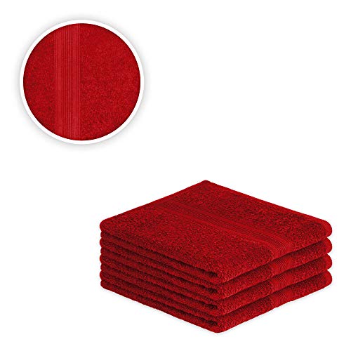 EXKLUSIV HEIMTEXTIL Handtuch Spar Set Baumwolle 500 g/m² Rot 4 x Handtuch 50 x 100 cm von EXKLUSIV HEIMTEXTIL