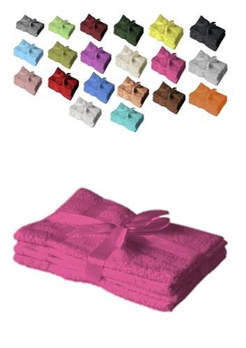 EXKLUSIV HEIMTEXTIL Handtuchserie im Set mit Schleife Marke Gästehandtuch 4er Set 30 x 50 cm Pink von EXKLUSIV HEIMTEXTIL