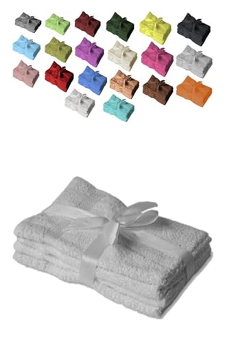 EXKLUSIV HEIMTEXTIL Handtuchserie im Set mit Schleife Marke Gästehandtuch 4er Set 30 x 50 cm Silber von EXKLUSIV HEIMTEXTIL
