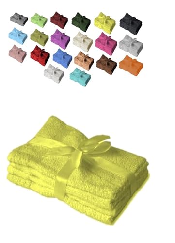 EXKLUSIV HEIMTEXTIL Handtuchserie im Set mit Schleife Marke Handtuch 4er Set 50 x 100 cm Gelb von EXKLUSIV HEIMTEXTIL