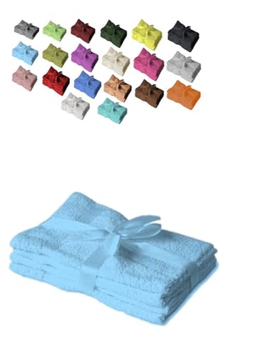 EXKLUSIV HEIMTEXTIL Handtuchserie im Set mit Schleife Marke Handtuch 4er Set 50 x 100 cm Hellblau von EXKLUSIV HEIMTEXTIL