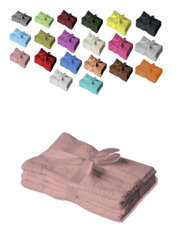 EXKLUSIV HEIMTEXTIL Handtuchserie im Set mit Schleife Marke Handtuch 4er Set 50 x 100 cm Rosa von EXKLUSIV HEIMTEXTIL