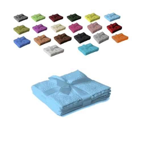 EXKLUSIV HEIMTEXTIL Handtuchserie im Set mit Schleife Marke Seiftuch 4er Set 30 x 30 cm Hellblau von EXKLUSIV HEIMTEXTIL