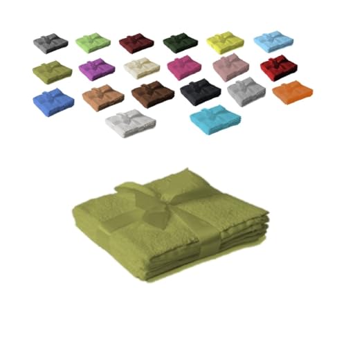 EXKLUSIV HEIMTEXTIL Handtuchserie im Set mit Schleife Marke Seiftuch 4er Set 30 x 30 cm Kiwi von EXKLUSIV HEIMTEXTIL