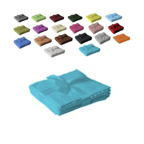 EXKLUSIV HEIMTEXTIL Handtuchserie im Set mit Schleife Marke Seiftuch 4er Set 30 x 30 cm Türkis von EXKLUSIV HEIMTEXTIL