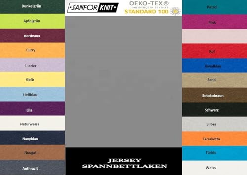 EXKLUSIV HEIMTEXTIL Jersey Spannbettlaken 120 x 200 cm 100% Baumwolle Öko - Tex Zertifiziert, Markenqualität, Matratzenhöhe bis 25 cm, Grau von EXKLUSIV HEIMTEXTIL