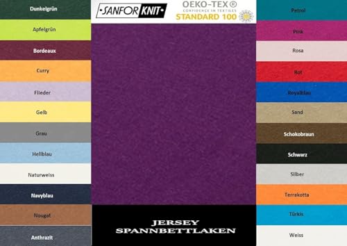 EXKLUSIV HEIMTEXTIL Jersey Spannbettlaken 120 x 200 cm 100% Baumwolle Öko - Tex Zertifiziert, Markenqualität, Matratzenhöhe bis 25 cm, Lila von EXKLUSIV HEIMTEXTIL