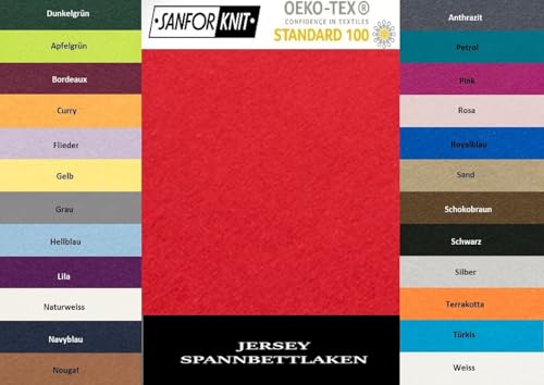 EXKLUSIV HEIMTEXTIL Jersey Spannbettlaken 120 x 200 cm 100% Baumwolle Öko - Tex Zertifiziert, Markenqualität, Matratzenhöhe bis 25 cm, Rot von EXKLUSIV HEIMTEXTIL