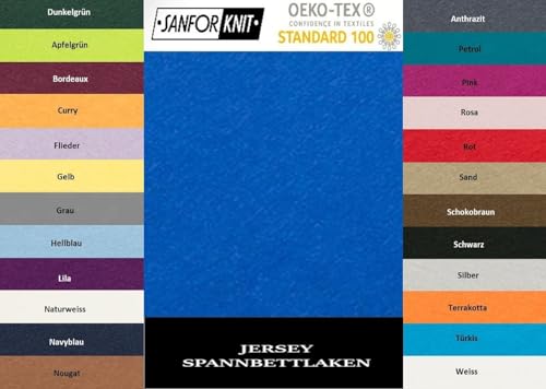 EXKLUSIV HEIMTEXTIL Jersey Spannbettlaken 120 x 200 cm 100% Baumwolle Öko - Tex Zertifiziert, Markenqualität, Matratzenhöhe bis 25 cm, Royalblau von EXKLUSIV HEIMTEXTIL