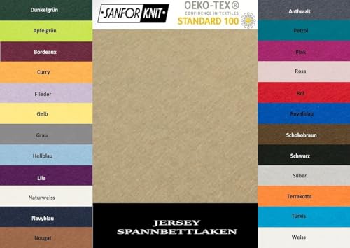 EXKLUSIV HEIMTEXTIL Jersey Spannbettlaken 120 x 200 cm 100% Baumwolle Öko - Tex Zertifiziert, Markenqualität, Matratzenhöhe bis 25 cm, Sand von EXKLUSIV HEIMTEXTIL