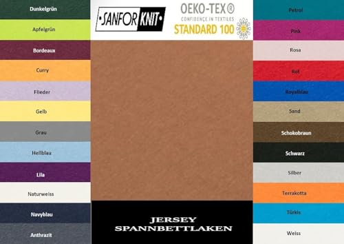 EXKLUSIV HEIMTEXTIL Jersey Spannbettlaken 140-160 x 200 cm 100% Baumwolle Öko - Tex Zertifiziert, Markenqualität, Matratzenhöhe bis 25 cm, Nougat von EXKLUSIV HEIMTEXTIL