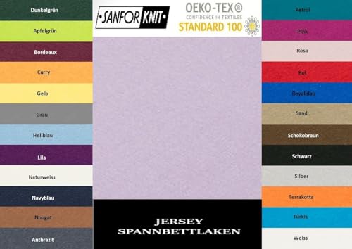 EXKLUSIV HEIMTEXTIL Jersey Spannbettlaken 200 x 220 cm 100% Baumwolle Öko - Tex Zertifiziert, Markenqualität, Matratzenhöhe bis 35 cm, Flieder von EXKLUSIV HEIMTEXTIL