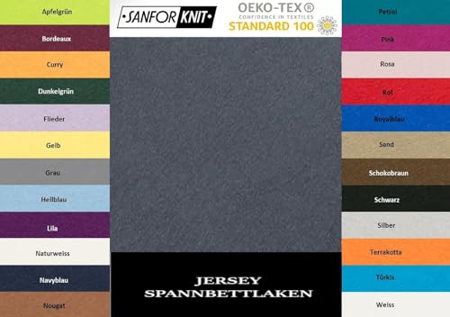 EXKLUSIV HEIMTEXTIL Jersey Spannbettlaken 60 x 120-70 x 140 cm 100% Baumwolle Öko - Tex Zertifiziert, Markenqualität, Matratzenhöhe bis 10 cm, Anthrazit von EXKLUSIV HEIMTEXTIL