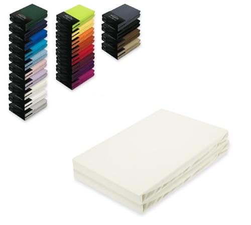 EXKLUSIV HEIMTEXTIL Jersey Spannbettlaken Doppelpack 180-200 x 200 cm Naturweiß von EXKLUSIV HEIMTEXTIL