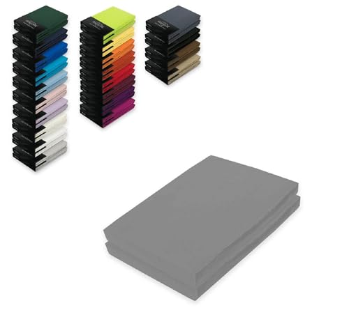 EXKLUSIV HEIMTEXTIL Jersey Spannbettlaken Doppelpack 120 x 200 cm Grau von EXKLUSIV HEIMTEXTIL