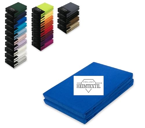 EXKLUSIV HEIMTEXTIL Jersey Spannbettlaken Marke Doppelpack 140-160 x 200 cm 100% Baumwolle, Öko - Tex Zertifiziert, Markenqualität, Matratzenhöhe bis 25 cm, Royalblau von EXKLUSIV HEIMTEXTIL