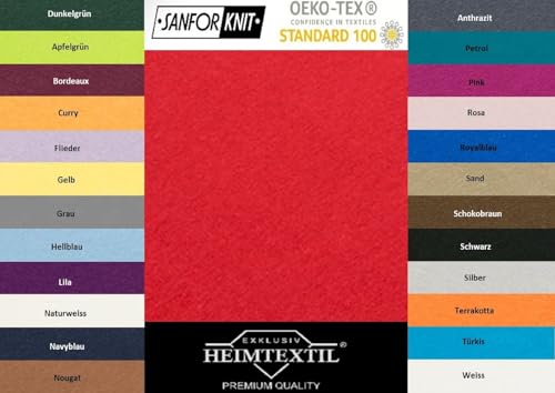 EXKLUSIV HEIMTEXTIL Jersey Spannbettlaken Premium Marke 120 x 200 cm 100% Baumwolle Öko - Tex Zertifiziert, Markenqualität, Matratzenhöhe bis 25 cm, Rot von EXKLUSIV HEIMTEXTIL