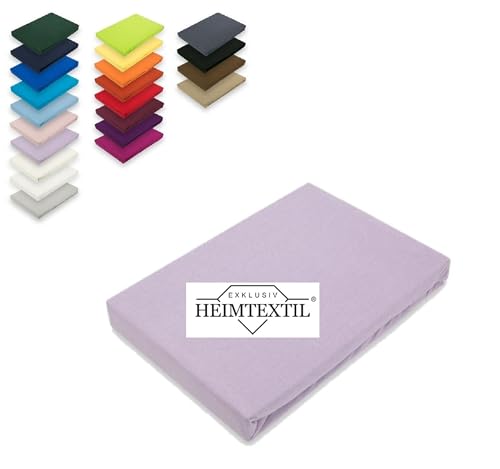 EXKLUSIV HEIMTEXTIL Jersey Spannbettlaken Premium Marke 140-160 x 200 cm 100% Baumwolle Öko - Tex Zertifiziert, Markenqualität, Matratzenhöhe bis 25 cm, Flieder von EXKLUSIV HEIMTEXTIL