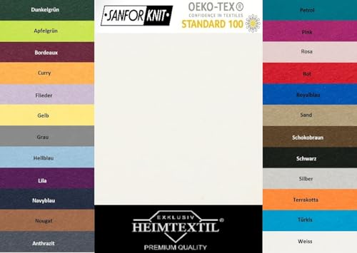 EXKLUSIV HEIMTEXTIL Jersey Spannbettlaken Premium Marke 140-160 x 200 cm 100% Baumwolle Öko - Tex Zertifiziert, Markenqualität, Matratzenhöhe bis 25 cm, Naturweiß von EXKLUSIV HEIMTEXTIL