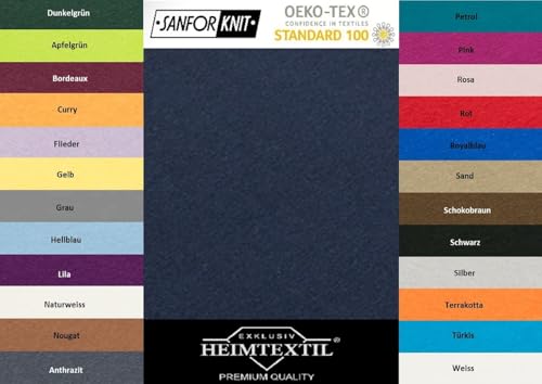 EXKLUSIV HEIMTEXTIL Jersey Spannbettlaken Premium Marke 140-160 x 200 cm 100% Baumwolle Öko - Tex Zertifiziert, Markenqualität, Matratzenhöhe bis 25 cm, Navyblau von EXKLUSIV HEIMTEXTIL
