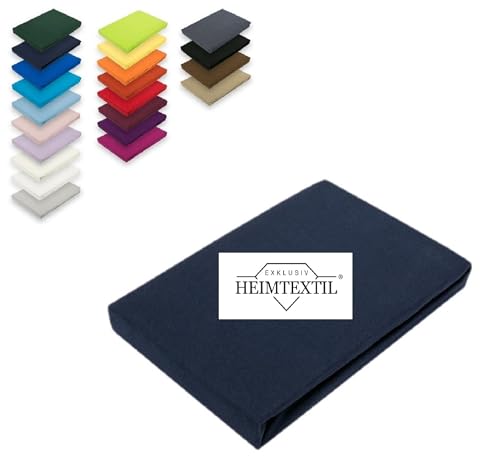 EXKLUSIV HEIMTEXTIL Jersey Spannbettlaken Premium Marke 140-160 x 200 cm 100% Baumwolle Öko - Tex Zertifiziert, Markenqualität, Matratzenhöhe bis 25 cm, Navyblau von EXKLUSIV HEIMTEXTIL