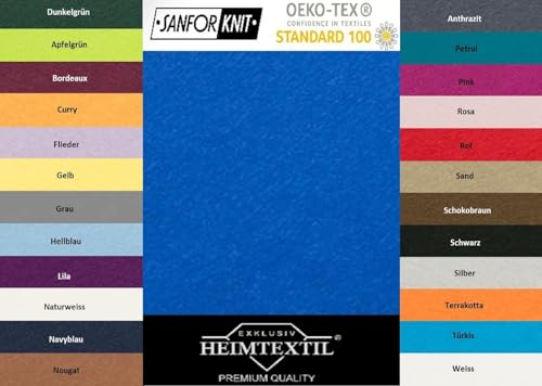 EXKLUSIV HEIMTEXTIL Jersey Spannbettlaken Premium Marke 140-160 x 200 cm 100% Baumwolle Öko - Tex Zertifiziert, Markenqualität, Matratzenhöhe bis 25 cm, Royalblau von EXKLUSIV HEIMTEXTIL