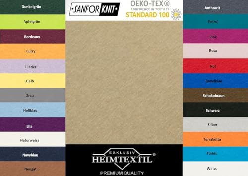EXKLUSIV HEIMTEXTIL Jersey Spannbettlaken Premium Marke 140-160 x 200 cm 100% Baumwolle Öko - Tex Zertifiziert, Markenqualität, Matratzenhöhe bis 25 cm, Sand von EXKLUSIV HEIMTEXTIL