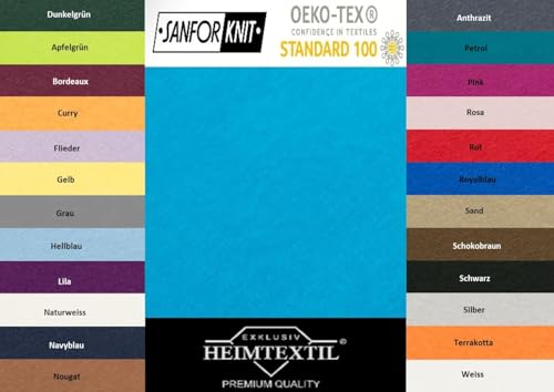 EXKLUSIV HEIMTEXTIL Jersey Spannbettlaken Premium Marke 140-160 x 200 cm 100% Baumwolle Öko - Tex Zertifiziert, Markenqualität, Matratzenhöhe bis 25 cm, Türkis von EXKLUSIV HEIMTEXTIL