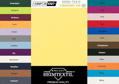 EXKLUSIV HEIMTEXTIL Jersey Spannbettlaken Premium Marke 180-200 x 200 cm 100% Baumwolle Öko - Tex Zertifiziert, Markenqualität, Matratzenhöhe bis 25 cm, Gelb von EXKLUSIV HEIMTEXTIL