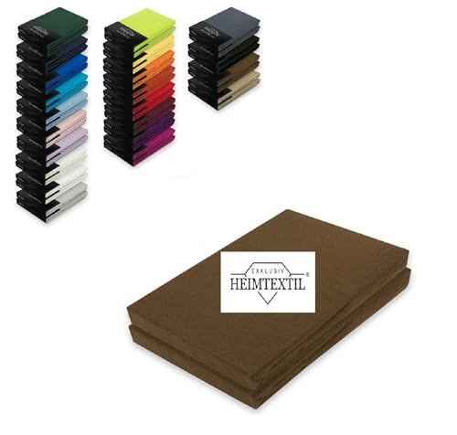 EXKLUSIV HEIMTEXTIL Jersey Spannbettlaken Premium Marke Doppelpack 140-160 x 200 cm Schokobraun von EXKLUSIV HEIMTEXTIL