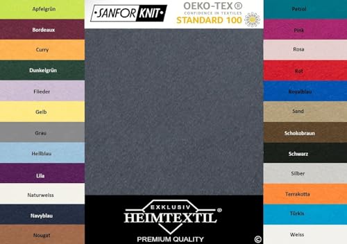 EXKLUSIV HEIMTEXTIL Marke Jersey Spannbettlaken 90-100 x 200 cm 100% Baumwolle Öko - Tex Zertifiziert, Markenqualität, Matratzenhöhe bis 25 cm, Anthrazit von EXKLUSIV HEIMTEXTIL