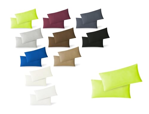 EXKLUSIV HEIMTEXTIL Kissenhülle Kissenbezug Doppelpack mit Reißverschluss hochwertige Jersey Qualität Apfelgrün 40 x 80 cm von EXKLUSIV HEIMTEXTIL