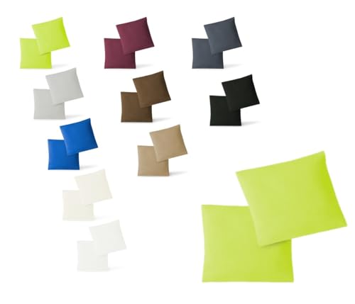 EXKLUSIV HEIMTEXTIL Kissenhülle Kissenbezug Doppelpack mit Reißverschluss hochwertige Jersey hohe Qualität Apfelgrün 80 x 80 cm von EXKLUSIV HEIMTEXTIL