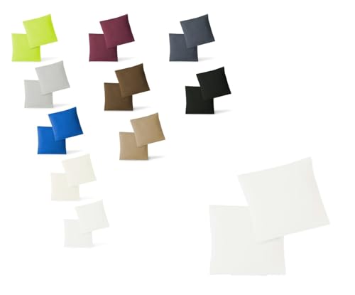 EXKLUSIV HEIMTEXTIL Kissenhülle Kissenbezug Doppelpack mit Reißverschluss hochwertige Jersey hohe Qualität Weiss 80 x 80 cm von EXKLUSIV HEIMTEXTIL