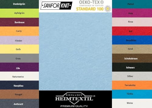 EXKLUSIV HEIMTEXTIL Marke Jersey Spannbettlaken 140-160 x 200 cm 100% Baumwolle Öko - Tex Zertifiziert, Markenqualität, Matratzenhöhe bis 25 cm, Hellblau EXKLUSIV HEIMTEXTIL Marke Jersey Spannbettlaken 140-160 x 200 cm 100% Baumwolle Öko - Tex Zertifiziert, Markenqualität, Matratzenhöhe bis 25 cm, Hellblau von EXKLUSIV HEIMTEXTIL