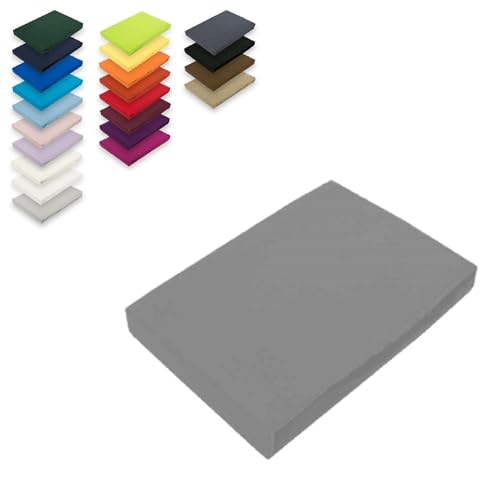 EXKLUSIV HEIMTEXTIL Microfaser Spannbettlaken Rundumgummizug 100% Polyester, 130 g/m², Steghöhe 30 cm, Öko - Tex Zertifiziert,140-160 x 200 cm + 30 cm Grau von EXKLUSIV HEIMTEXTIL