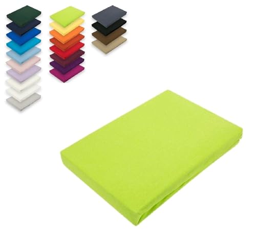 EXKLUSIV HEIMTEXTIL Microfaser Spannbettlaken Rundumgummizug 100% Polyester, 130 g/m², Steghöhe 30 cm, Öko - Tex Zertifiziert,140-160 x 200 cm + 30 cm Apfelgrün von EXKLUSIV HEIMTEXTIL