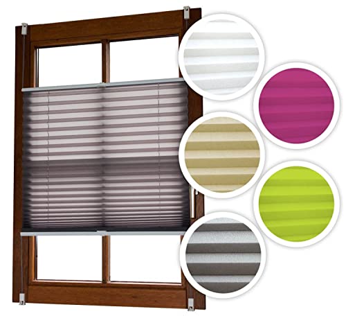 EXKLUSIV HEIMTEXTIL Plissee Verspannt mit Klemmträgern ohne Bohren Faltrollo Fensterrollo weiß Crash 70 x 140 cm von EXKLUSIV HEIMTEXTIL