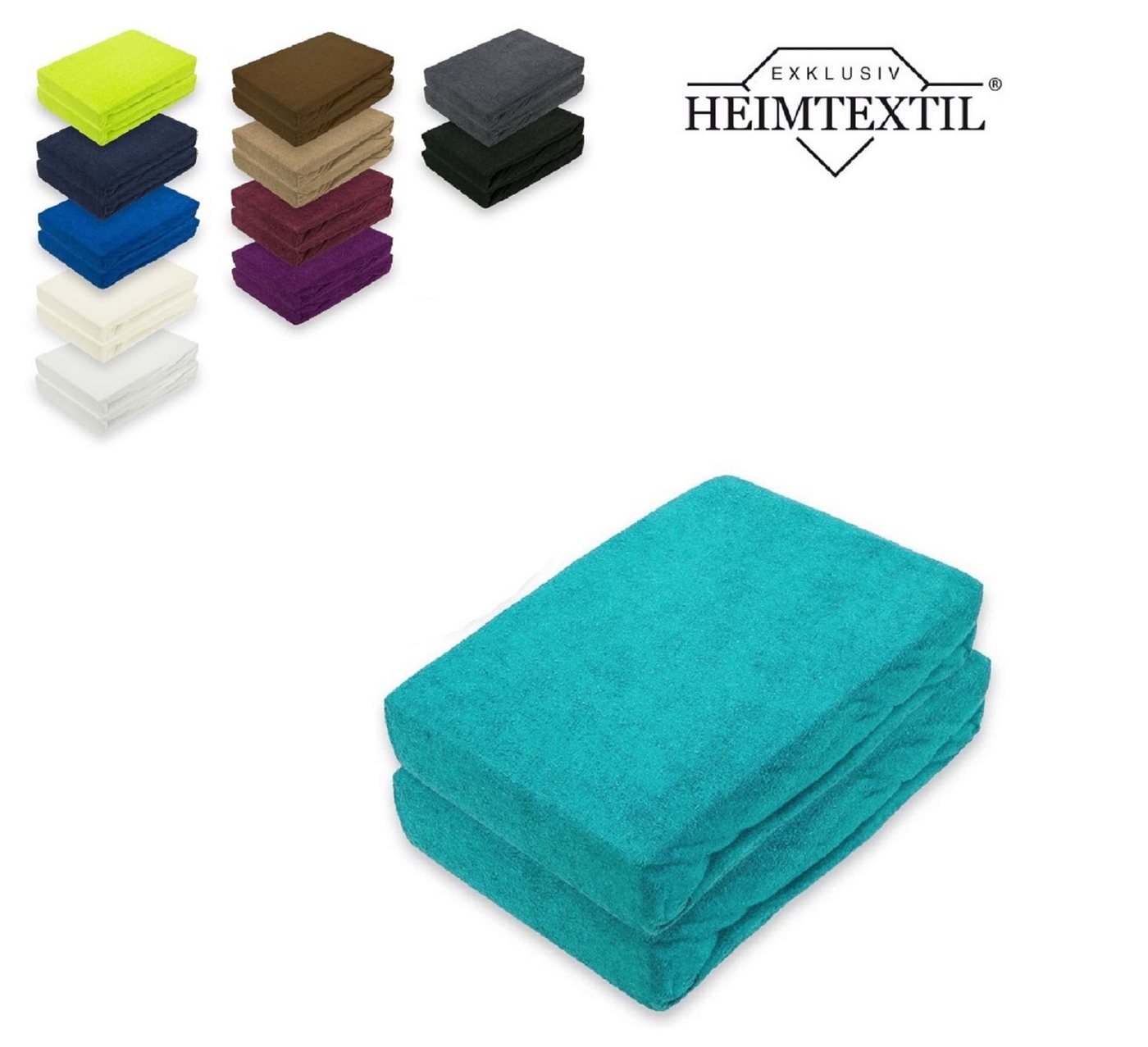 EXKLUSIV HEIMTEXTIL Spannbettlaken Doppelpack Frottee Spannbettlaken Premium, Frottee, Gummizug: rundum, (2 Stück), mit Rundumgummizug von EXKLUSIV HEIMTEXTIL