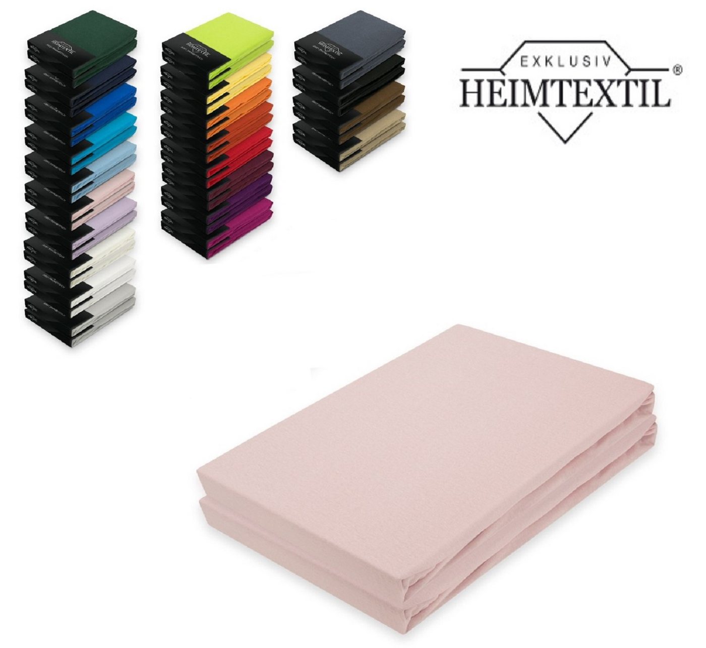 EXKLUSIV HEIMTEXTIL Spannbettlaken Doppelpack Jersey Spannbettlaken Premium, Jersey, Gummizug: rundum, (2 Stück), mit Rundumgummizug von EXKLUSIV HEIMTEXTIL