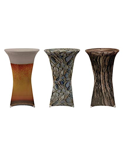 EXKLUSIV HEIMTEXTIL Stehtischhusse Stretch für Bistrotisch mit 4 Fußlaschen Motiv Ø 60x120 cm Stein von EXKLUSIV HEIMTEXTIL