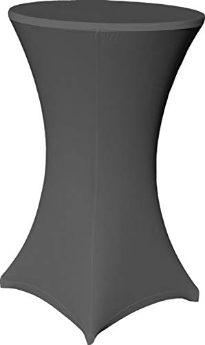 EXKLUSIV HEIMTEXTIL Stehtischhusse Stretch für Bistrotisch mit 4 Fußlaschen elastisch Ø 60-65x110-120 cm Anthrazit von EXKLUSIV HEIMTEXTIL