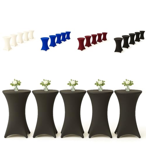 EXKLUSIV HEIMTEXTIL Stehtischhusse für Bistrotisch mit 4 verstärkten Fußlaschen elastisch Stretch Oeko-TEX Zertifiziert Ø 60-65x110-120 cm Anthrazit (5 Stück) von EXKLUSIV HEIMTEXTIL
